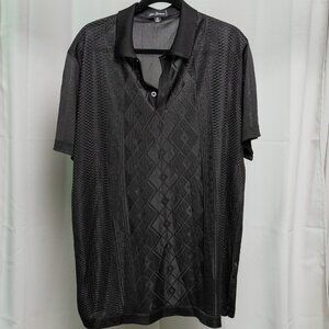 Saint Lorenzo Vintage Mesh Disco Dance Polo Shirt Black